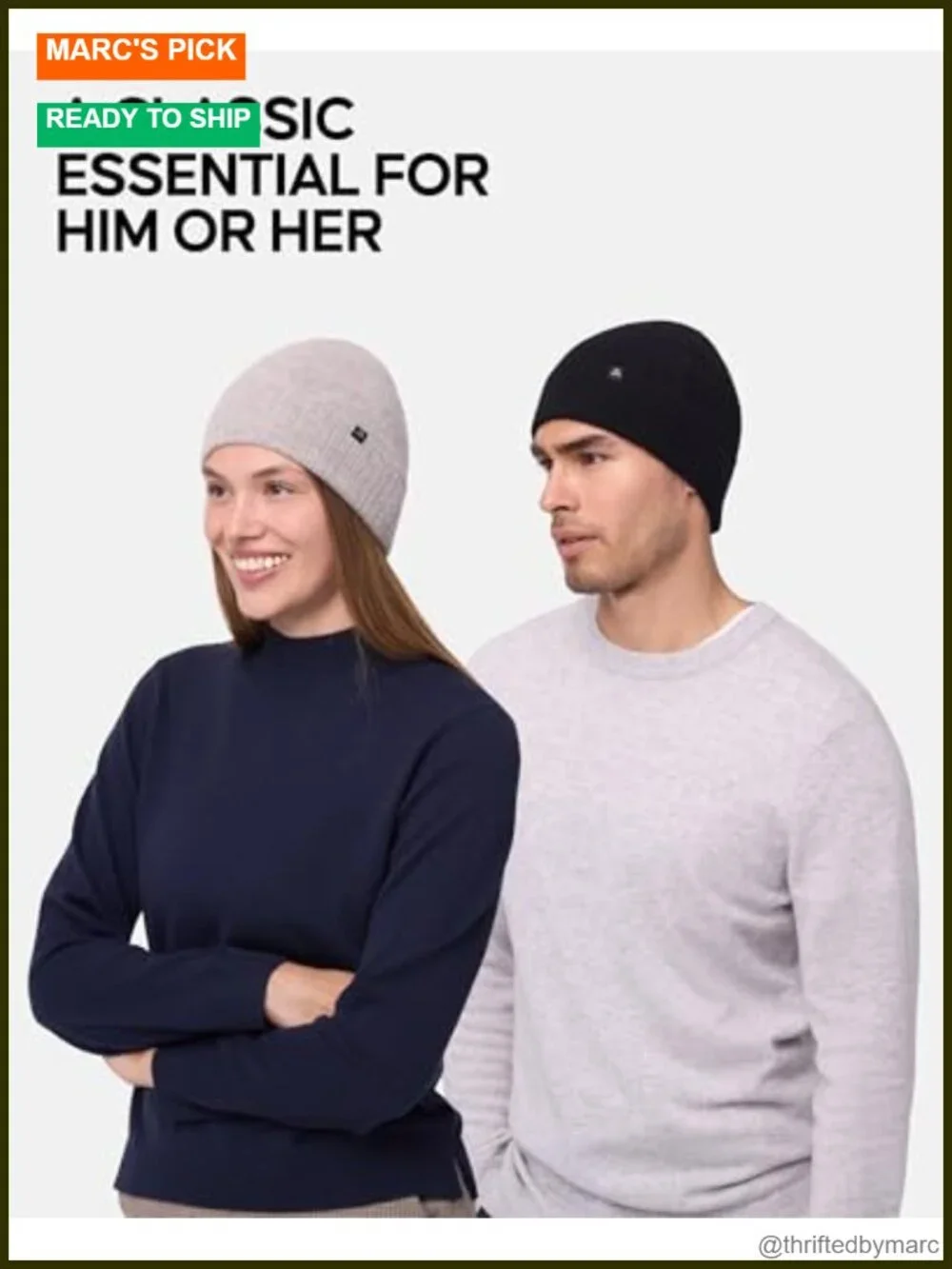 100% Cashmere Beanie Hat, Luxuriously Soft, Warm, Unisex Beanies